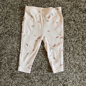 Carter's 6 Month White and Pink Striped Baby Leggings